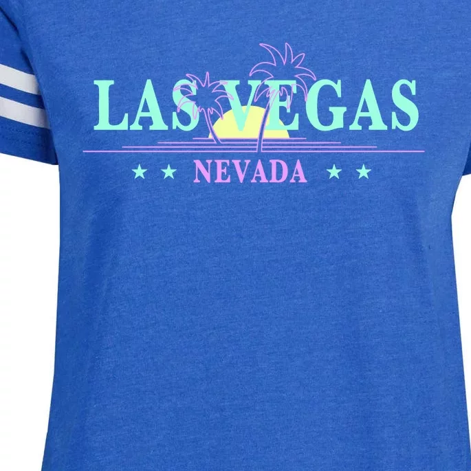 Las Vegas Retro Sunset Palm Trees Enza Ladies Jersey Football T-Shirt