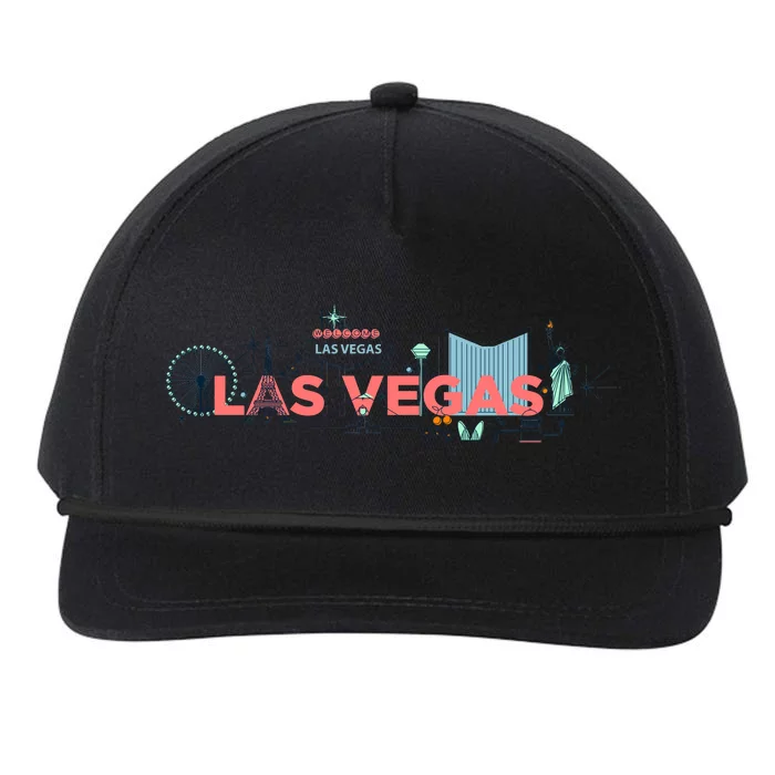 LAS Vegas Sketch Skyline Snapback Five-Panel Rope Hat