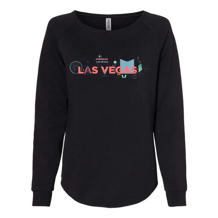 LAS Vegas Sketch Skyline Womens California Wash Sweatshirt