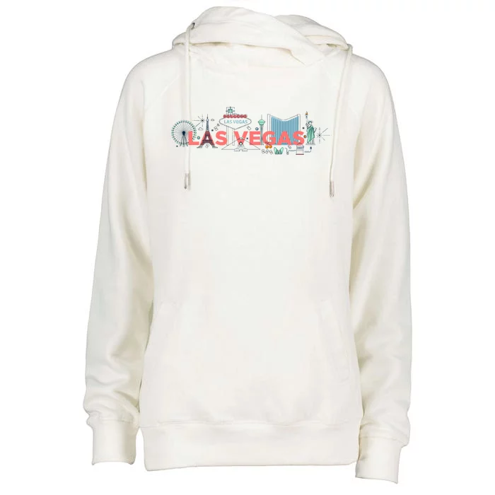 LAS Vegas Sketch Skyline Womens Funnel Neck Pullover Hood