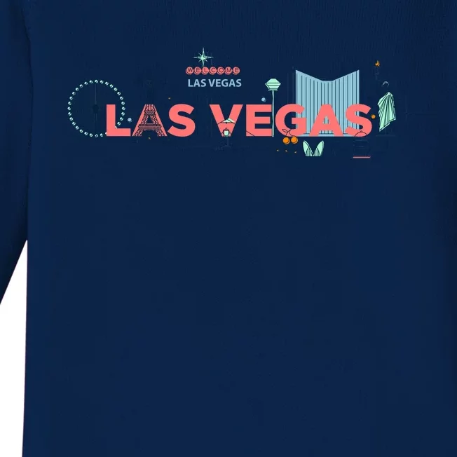 LAS Vegas Sketch Skyline Baby Long Sleeve Bodysuit