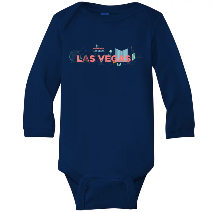 LAS Vegas Sketch Skyline Baby Long Sleeve Bodysuit