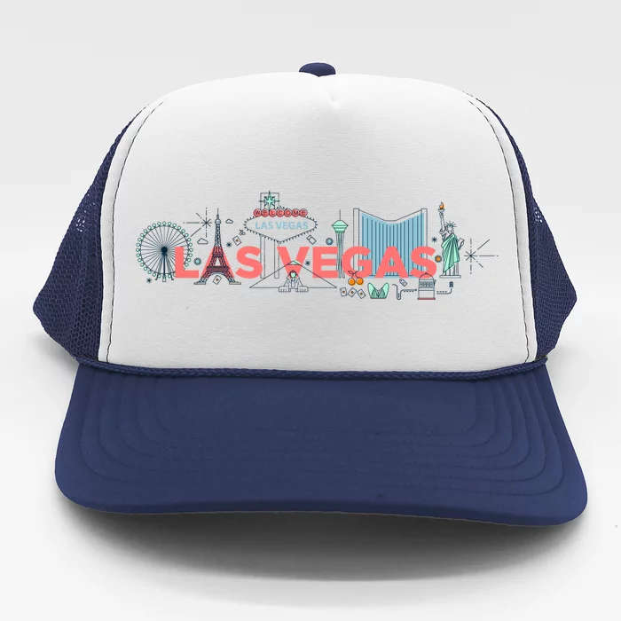 LAS Vegas Sketch Skyline Trucker Hat