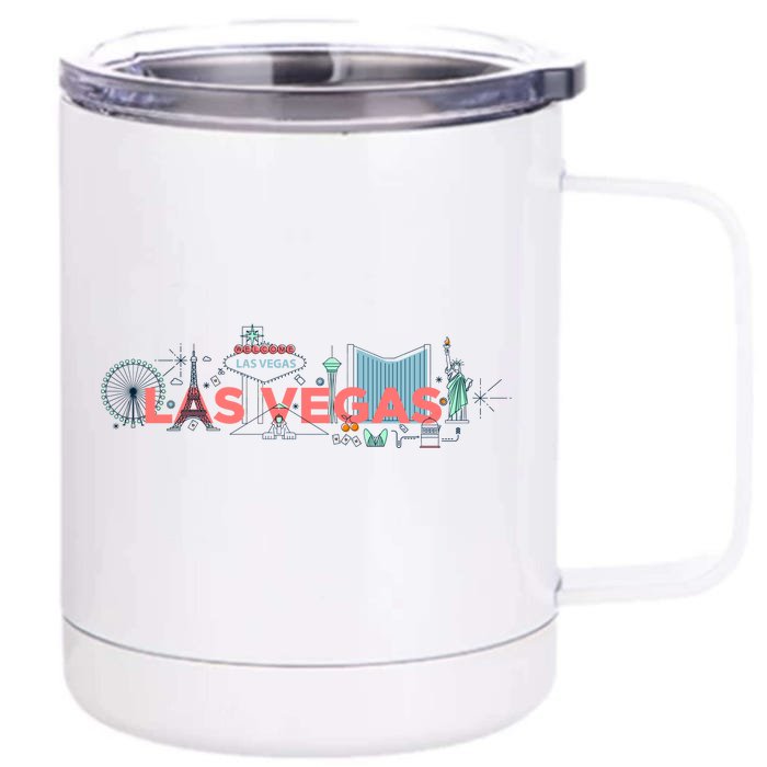 LAS Vegas Sketch Skyline Front & Back 12oz Stainless Steel Tumbler Cup