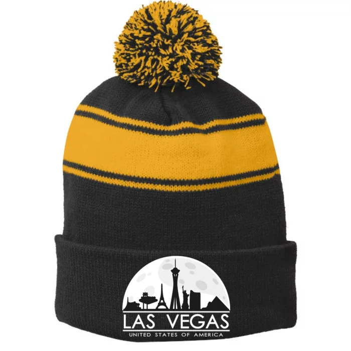 Las Vegas Skyline Stripe Pom Pom Beanie