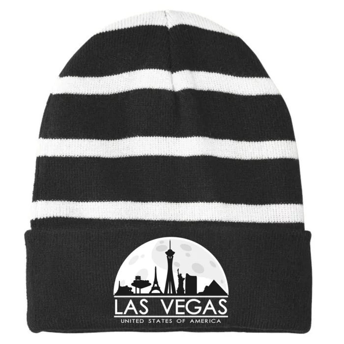 Las Vegas Skyline Striped Beanie with Solid Band