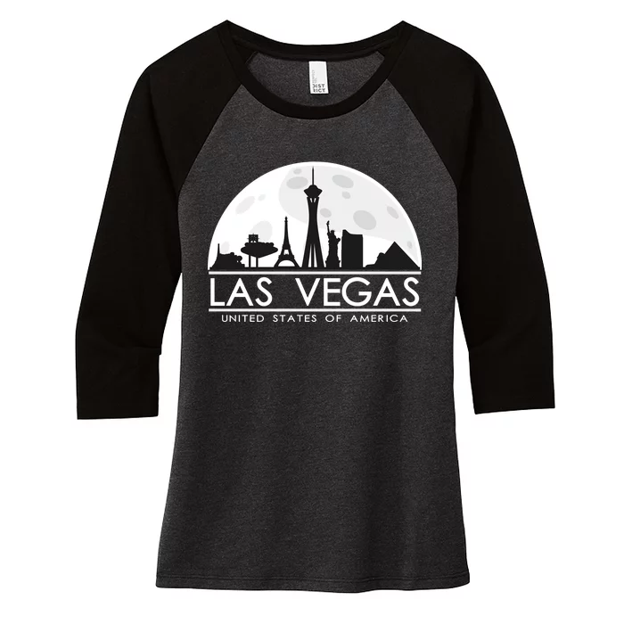 Las Vegas Skyline Women's Tri-Blend 3/4-Sleeve Raglan Shirt