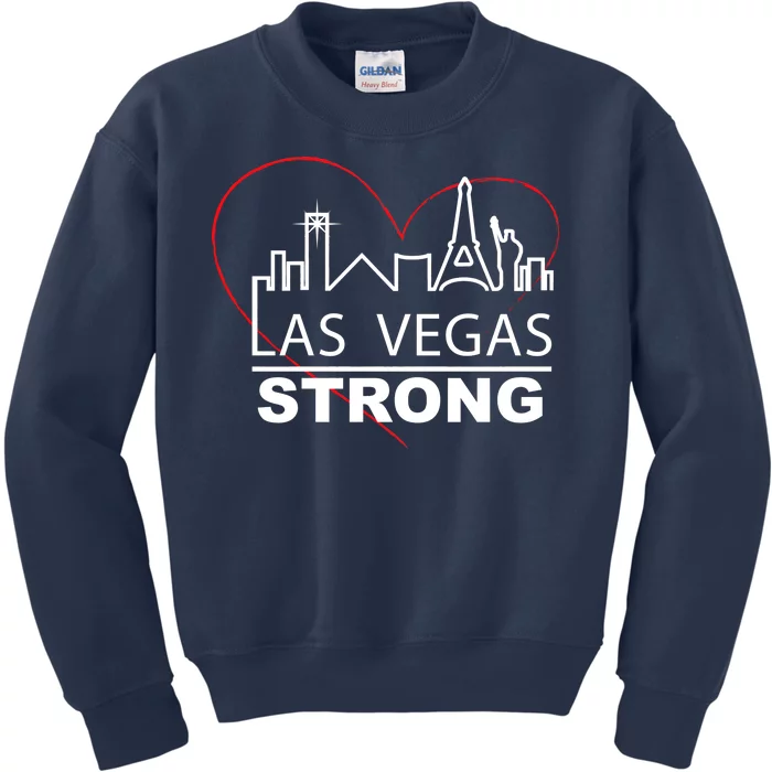 Las Vegas Strong Heart Skyline Kids Sweatshirt