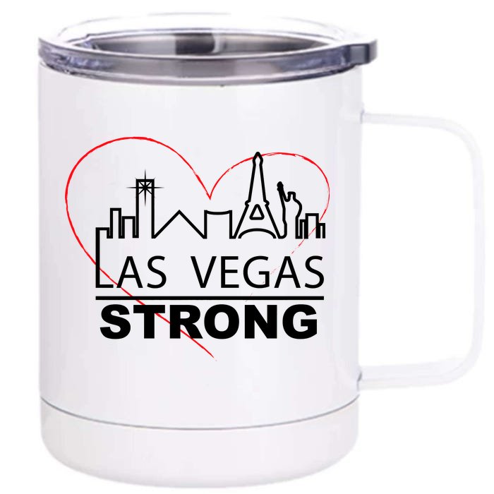 Las Vegas Strong Heart Skyline Front & Back 12oz Stainless Steel Tumbler Cup