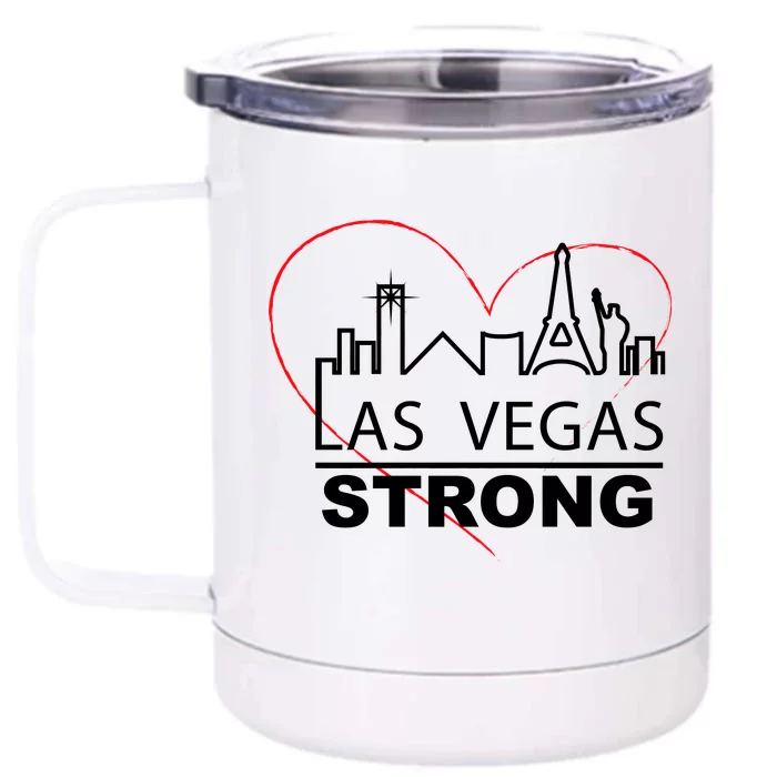 Las Vegas Strong Heart Skyline Front & Back 12oz Stainless Steel Tumbler Cup