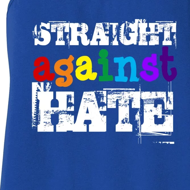 Lgbtqia Ally Straight Against Hate Gay Pride Month Parade Gift Women's Racerback Tank