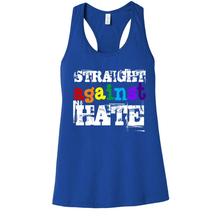 Lgbtqia Ally Straight Against Hate Gay Pride Month Parade Gift Women's Racerback Tank