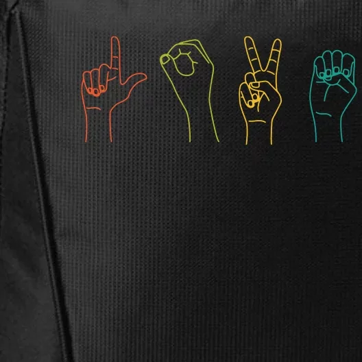 Love ASL Sign Language Alphabet Valentines Day Gift Idea City Backpack