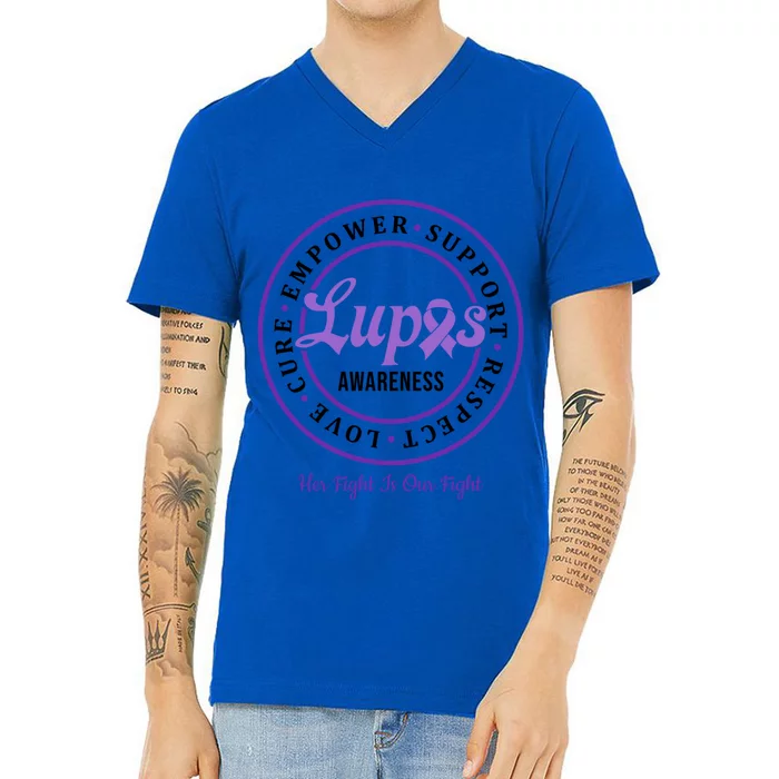 Lupus Awareness Support Team Gift V-Neck T-Shirt