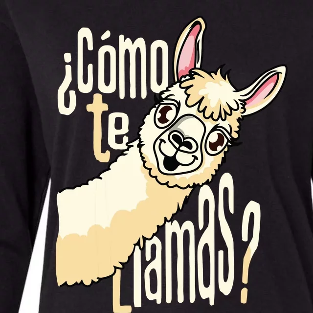 Llama Alpaca Spanish Joke Como Te Llamas Womens Cotton Relaxed Long Sleeve T-Shirt