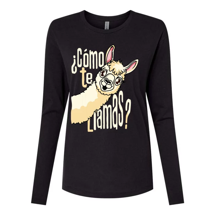 Llama Alpaca Spanish Joke Como Te Llamas Womens Cotton Relaxed Long Sleeve T-Shirt