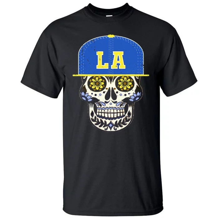 Los Angeles Sugar Skull Mexican Art Design Mexico Flag Tall T-Shirt