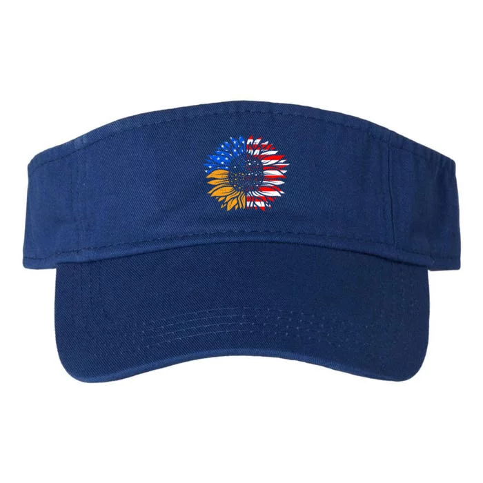 Love America Sunflower Fan America Flag Stars And Stripes Gift Valucap Bio-Washed Visor