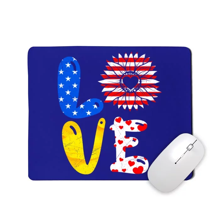 Love America Sunflower Fan America Flag Stars And Stripes Gift Mousepad