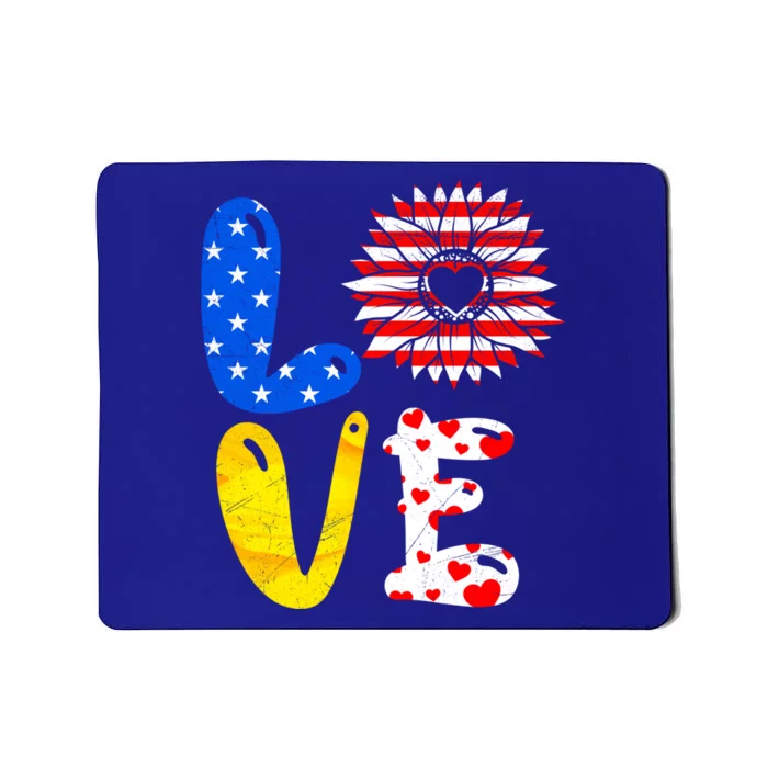 Love America Sunflower Fan America Flag Stars And Stripes Gift Mousepad