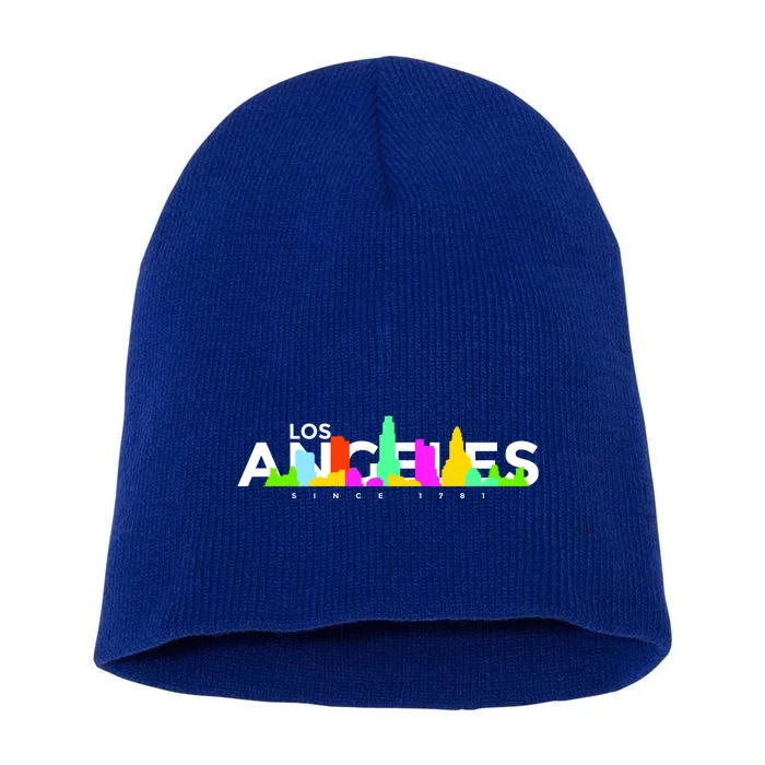 Los Angeles Skyline Since 1781 Short Acrylic Beanie