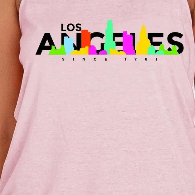 Los Angeles Skyline Since 1781 Women's Knotted Racerback Tank