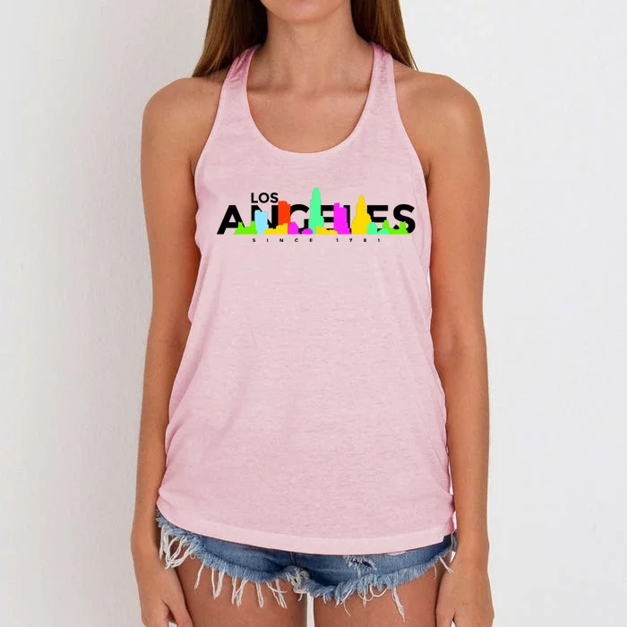 Los Angeles Skyline Since 1781 Women's Knotted Racerback Tank