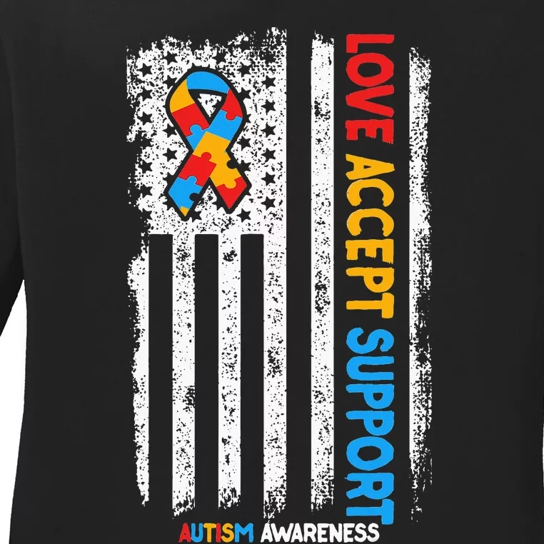 Love Accept Support Autism awareness Ladies Long Sleeve Shirt