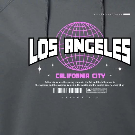 Los Angeles Slogan Retro Style Performance Fleece Hoodie