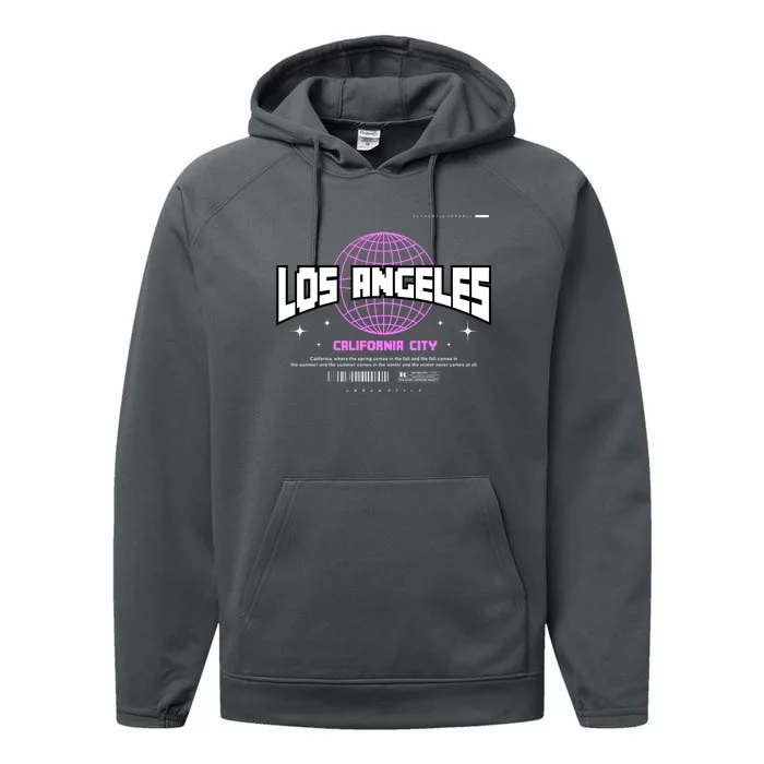 Los Angeles Slogan Retro Style Performance Fleece Hoodie