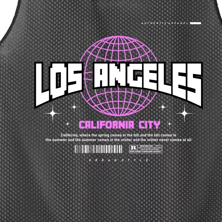 Los Angeles Slogan Retro Style Mesh Reversible Basketball Jersey Tank