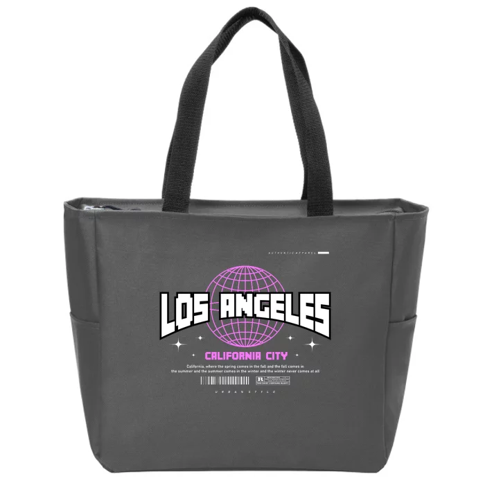 Los Angeles Slogan Retro Style Zip Tote Bag