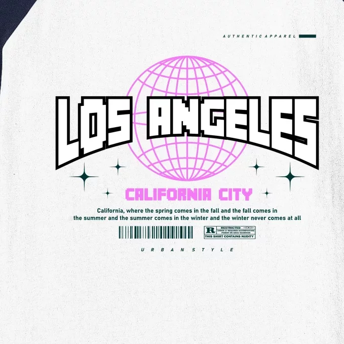 Los Angeles Slogan Retro Style Baseball Sleeve Shirt