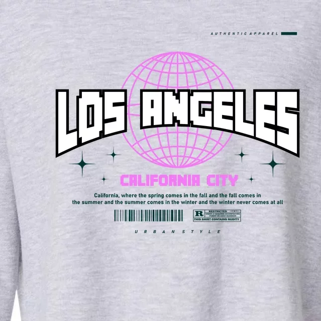 Los Angeles Slogan Retro Style Cropped Pullover Crew