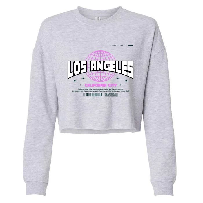 Los Angeles Slogan Retro Style Cropped Pullover Crew