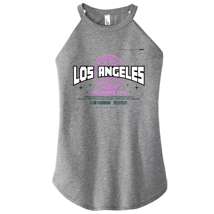 Los Angeles Slogan Retro Style Women’s Perfect Tri Rocker Tank