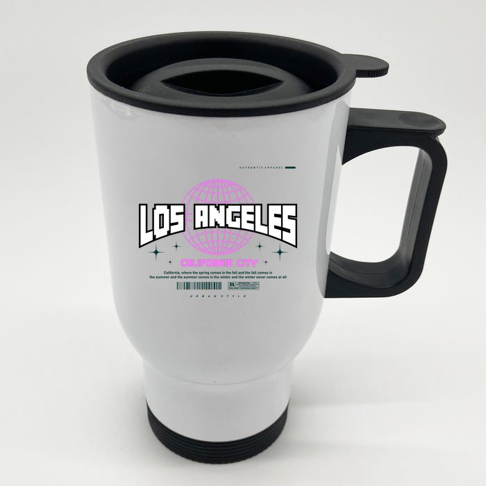 Los Angeles Slogan Retro Style Front & Back Stainless Steel Travel Mug