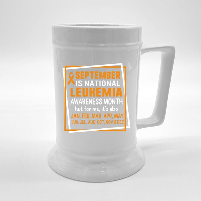 Leukemia Awareness September Month Orange Ribbon Warrior Gift Front & Back Beer Stein