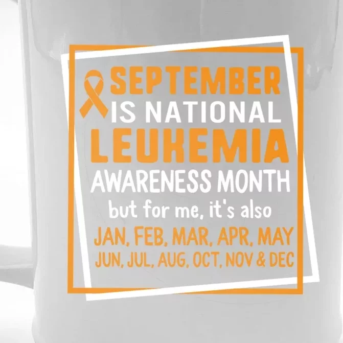 Leukemia Awareness September Month Orange Ribbon Warrior Gift Front & Back Beer Stein