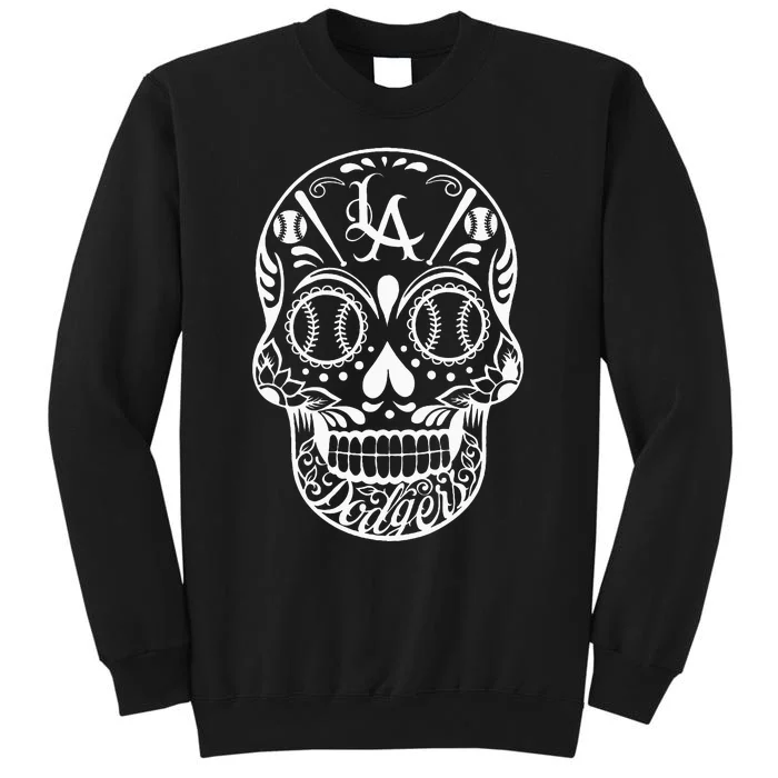 Los Angeles Sugar Skull Day Of The Dead Cinco De Mayo Tall Sweatshirt