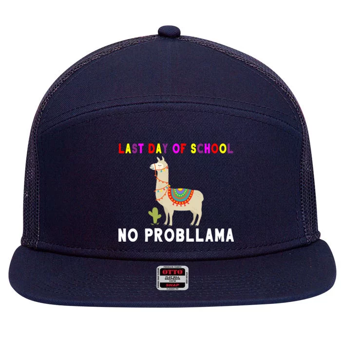 Last Day Of School No ProbLLama 7 Panel Mesh Trucker Snapback Hat