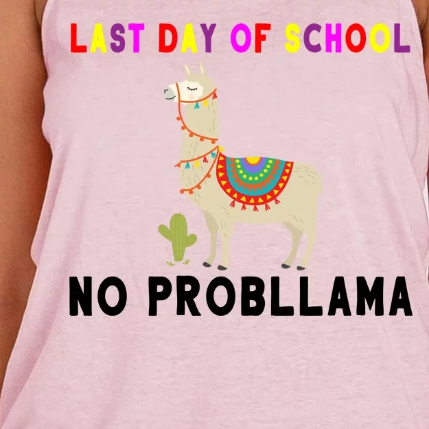 Last Day Of School No ProbLLama Women's Knotted Racerback Tank