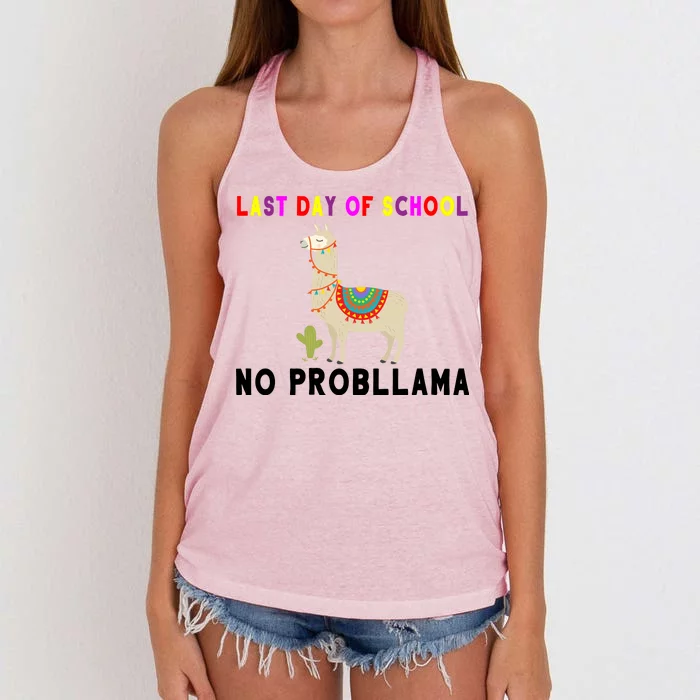 Last Day Of School No ProbLLama Women's Knotted Racerback Tank