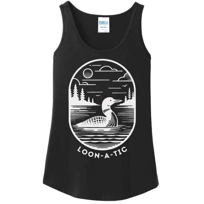 Loon A Tic Funny Common Loon Minnesota Lake Loon Ladies Essential Tank