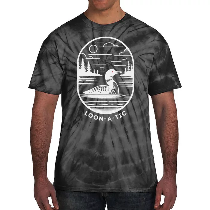 Loon A Tic Funny Common Loon Minnesota Lake Loon Tie-Dye T-Shirt