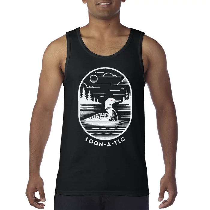 Loon A Tic Funny Common Loon Minnesota Lake Loon Tank Top