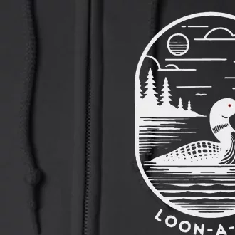 Loon A Tic Funny Common Loon Minnesota Lake Loon Full Zip Hoodie