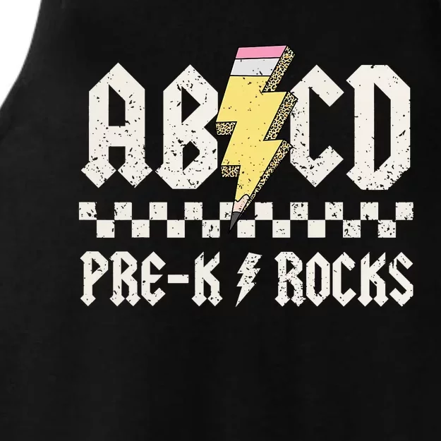 Lightning ABCD Teacher Student Pre K Rocks Back To School Ladies Tri-Blend Wicking Tank