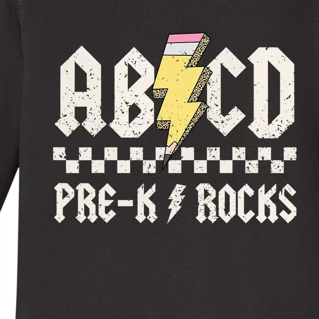 Lightning ABCD Teacher Student Pre K Rocks Back To School Baby Long Sleeve Bodysuit