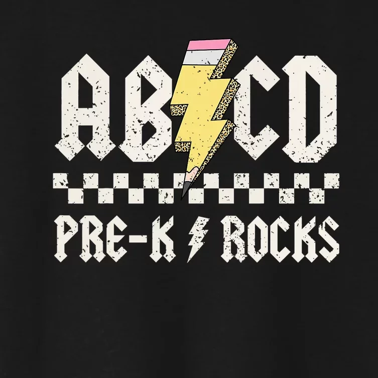 Lightning ABCD Teacher Student Pre K Rocks Back To School Women's Crop Top Tee